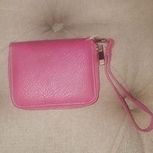 Pink faux leather wristlet/wallet